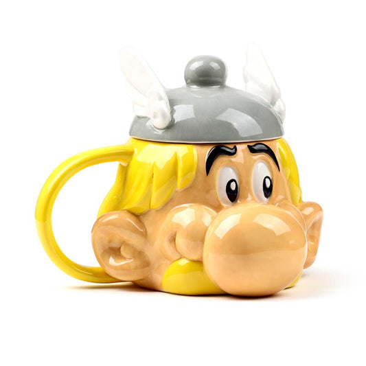 Asterix Keramikbecher in Kopfform mit Hutdeckel