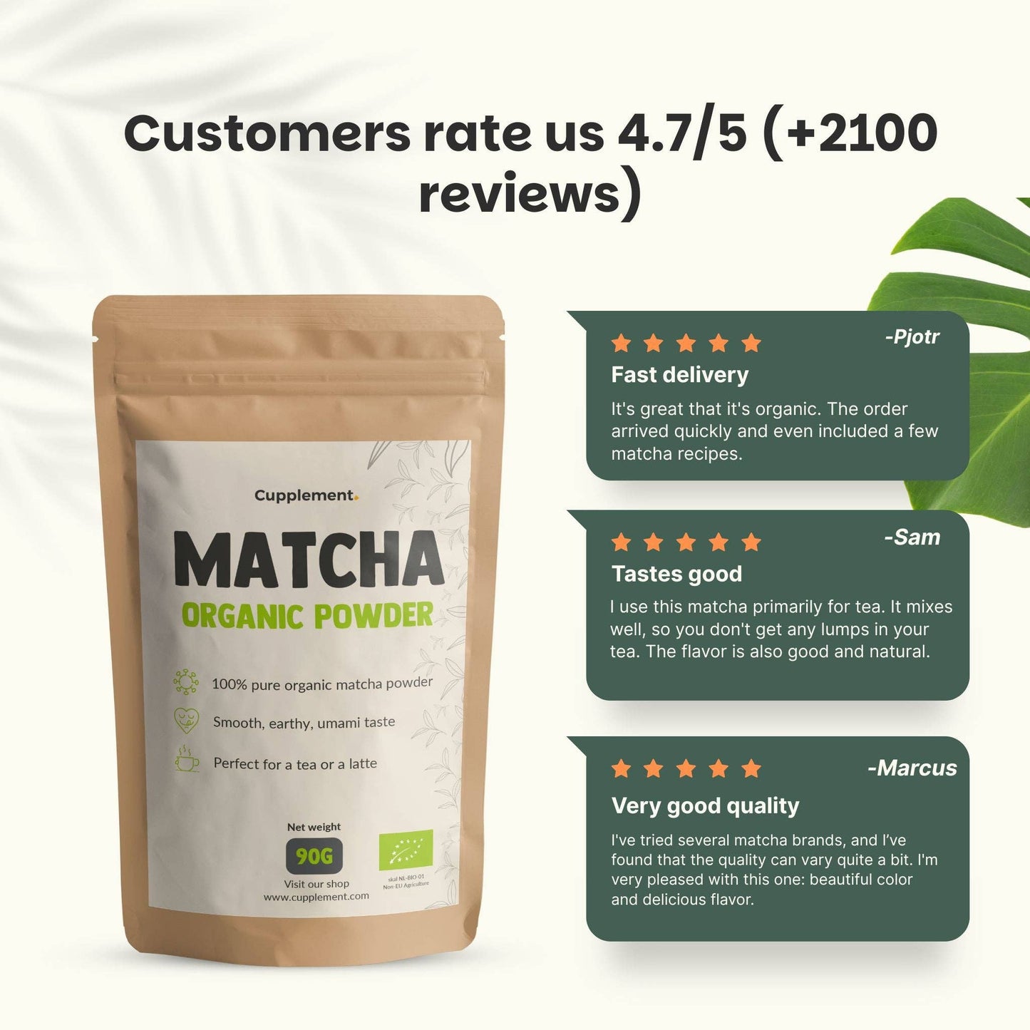 Matcha-Tee-Pulver Bio - 90 Gramm