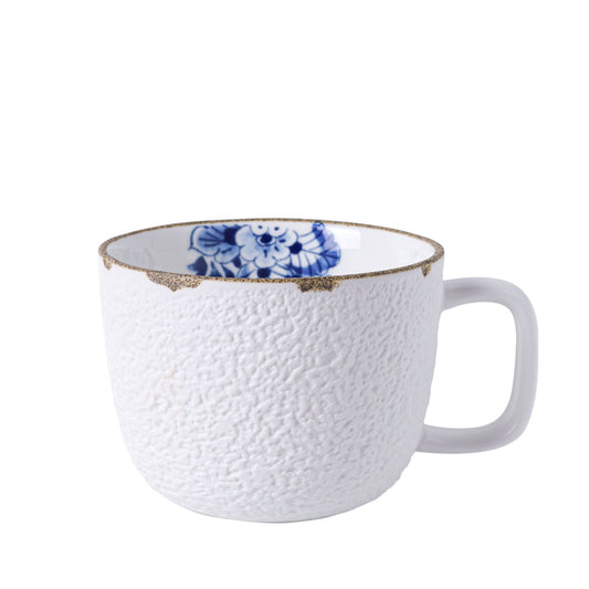Blauer Blüten Becher mit Henkel