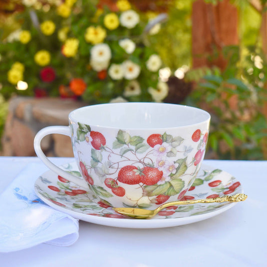 Farmers Market Jumbo-Tasse mit Untertasse, Erdbeere