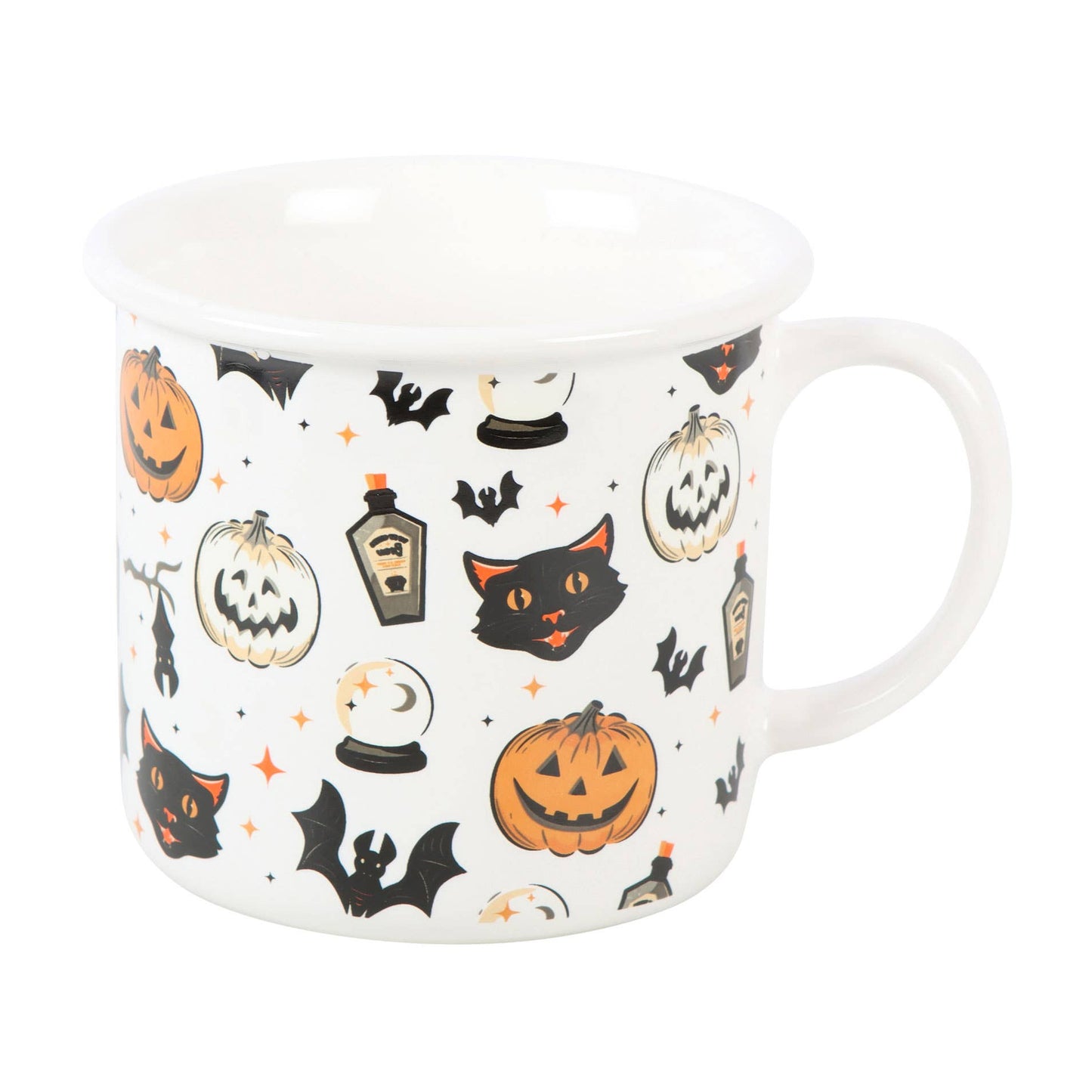 Halloween-Tasse mit gruseligem Katzen- und Kürbisdruck