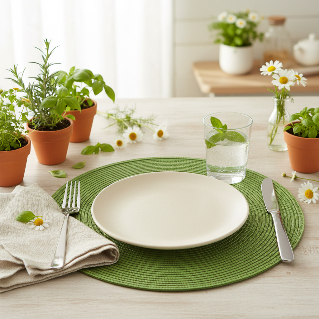 Tischset- Treccina Tondo Set 4 Stück Grün