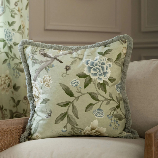 Porcelain Garden Chenille-Kissen, Salbeigrün
