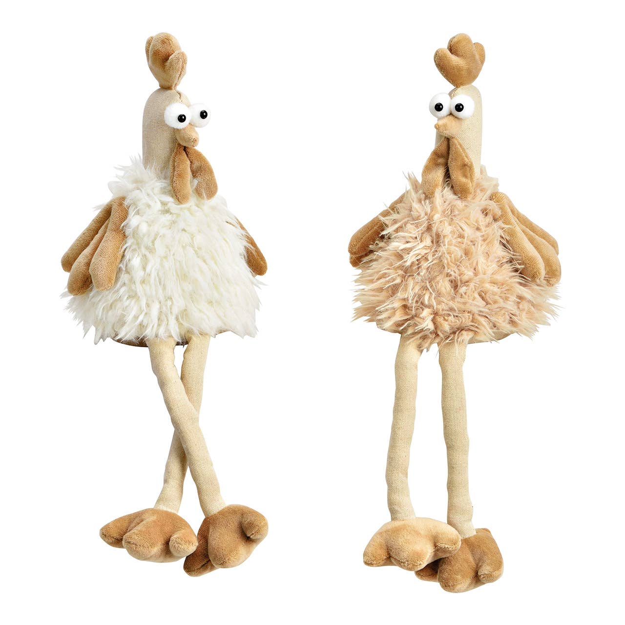 Kantenhocker Huhn aus Textil beige