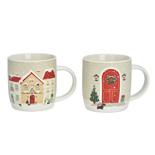 Weihnachtshaus Porzellanbecher Set (