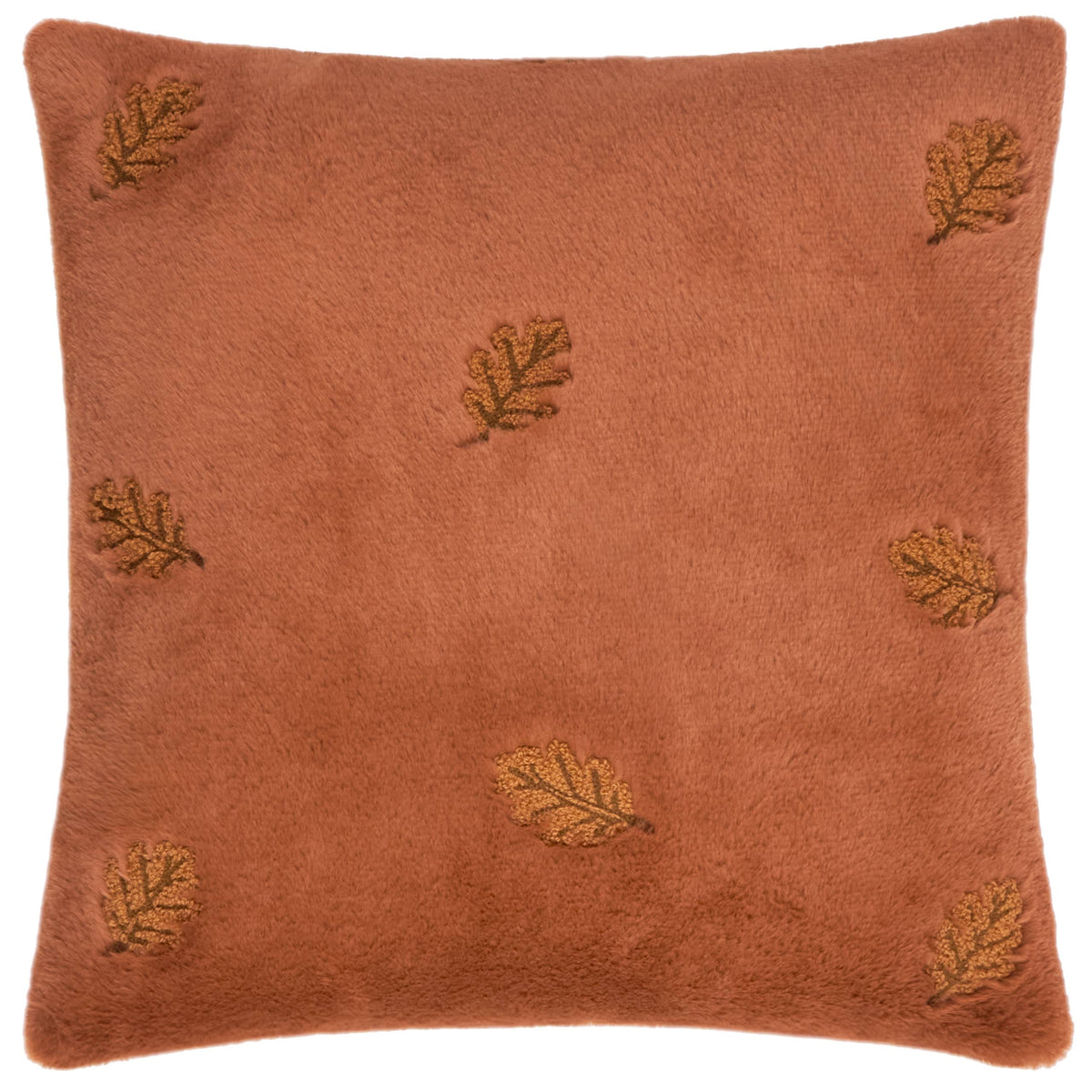 Herbstpfad besticktes Kunstpelzkissen Rost/ 45 x 45 cm